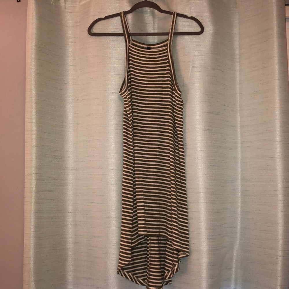 Adorable olive green and white high low dress
